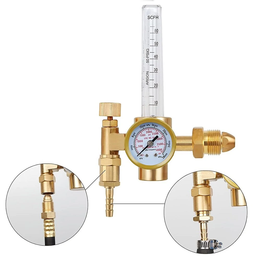 Argon CO2 Flow Meter Regulator Gauge | 0-4000 PSI for MIG TIG Welding - Image 2
