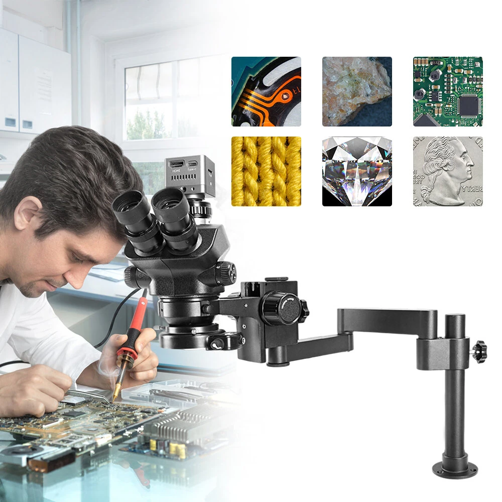 MUSTOOL HY-6210s 4K USB Digital Microscope | 3.5X-200X Magnification Trinocular Stereo | LED Ring Light for PCB Repair - Image 4