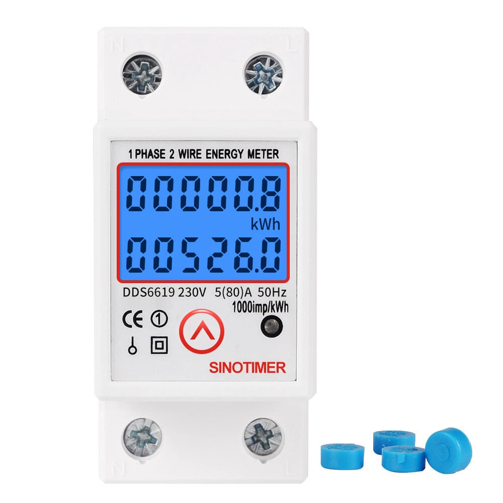 SINOTIMER DDS6619-526L-2 Single-Phase Energy Meter | 230V Rail Mount | Reset & Backlight - Image 4