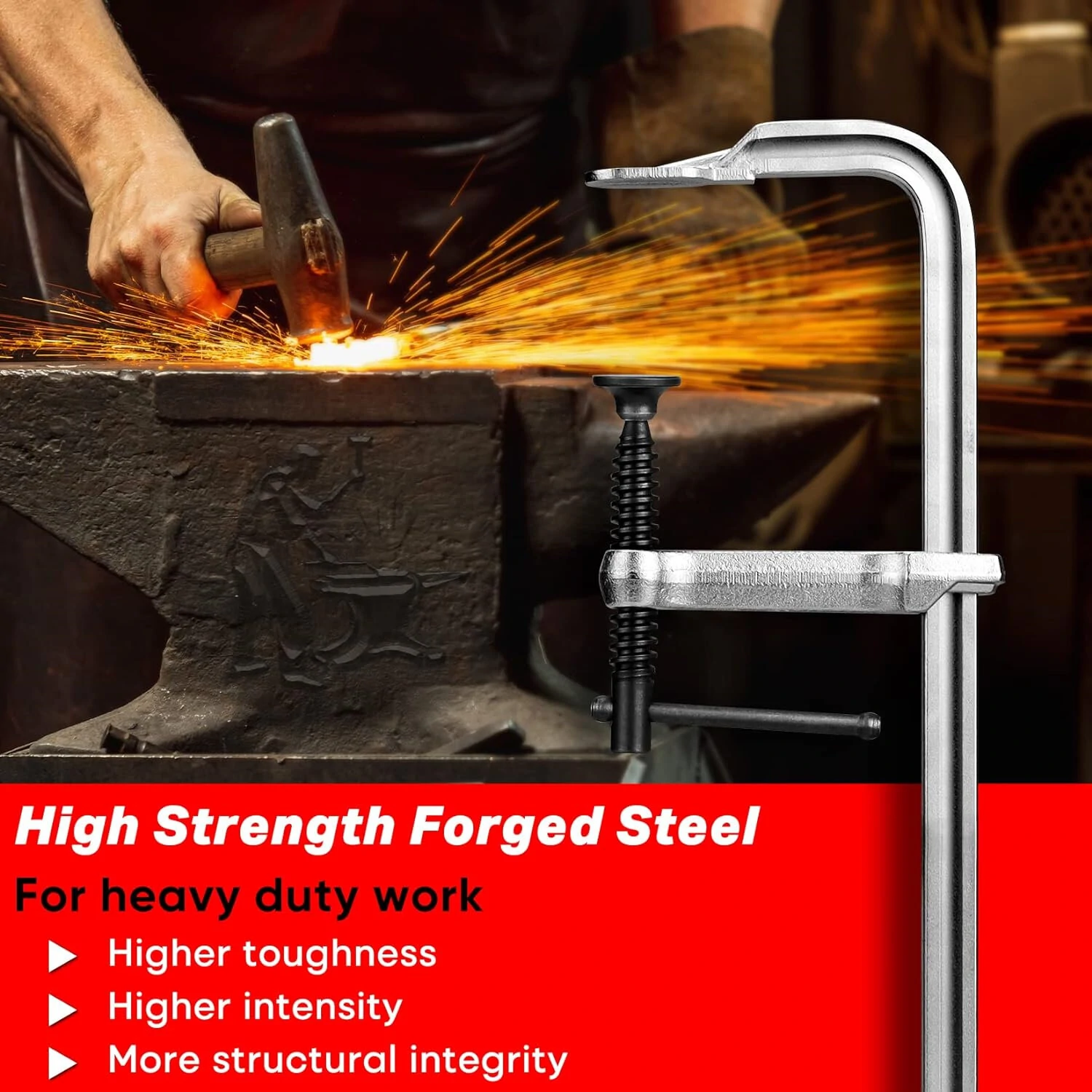 Light-Duty Drop Forged Steel F Clamps - 160x60mm & 300x60mm for Welding & Woodworking - Image 4