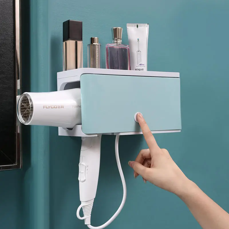 Hair Dryer Holder - Wall Mount Stand & Bathroom Organizer Rack | Plastic - Image 4