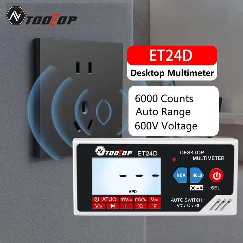 TOOLTOP ET24D 6000 Counts True RMS Multimeter | Auto-Recognition, Capacitance, Temperature, NCV - Image 2