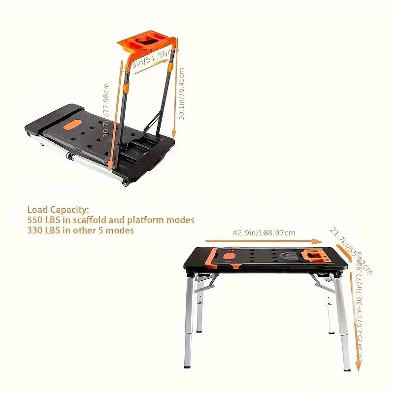 ONKEL.J 7-in-1 Folding Portable Workbench - Painted Work Table & Sawhorse - Image 5