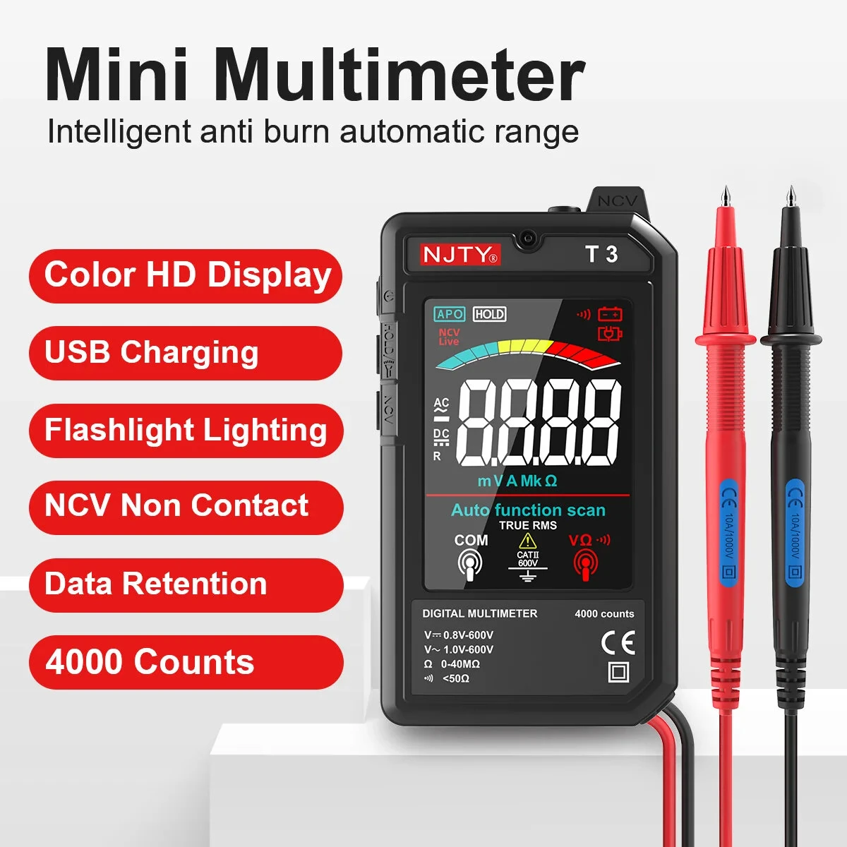 Smart T3 Digital Multimeter | 4000 Count True RMS, Type-C Rechargeable - Image 2