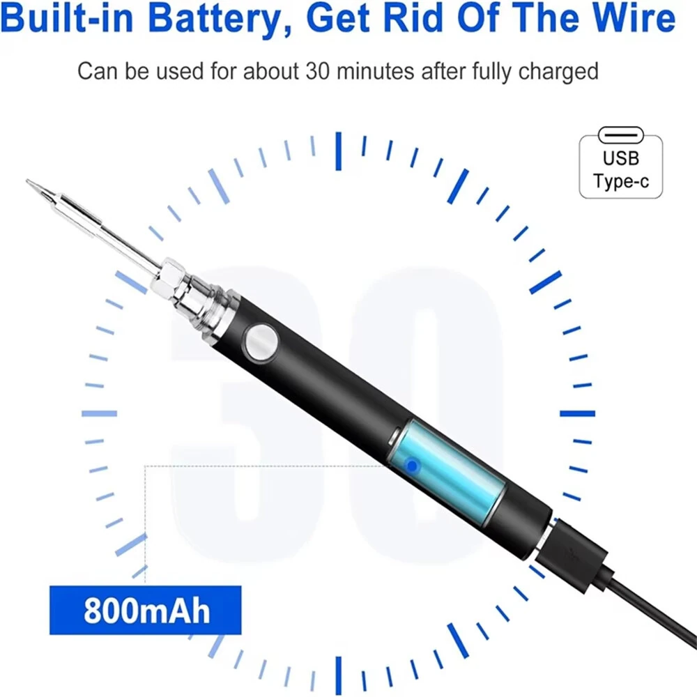 Mini USB-C Wireless Soldering Iron Kit - 8W Rechargeable & Adjustable 300-450°C | Complete Portable Set for DIY Repairs - Image 5