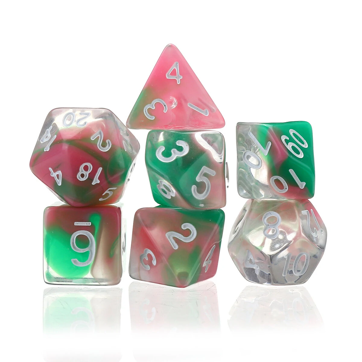 7Pcs Glitter Polyhedral Dice Set - Clear Resin D&D RPG Tabletop Game Gift - Image 5