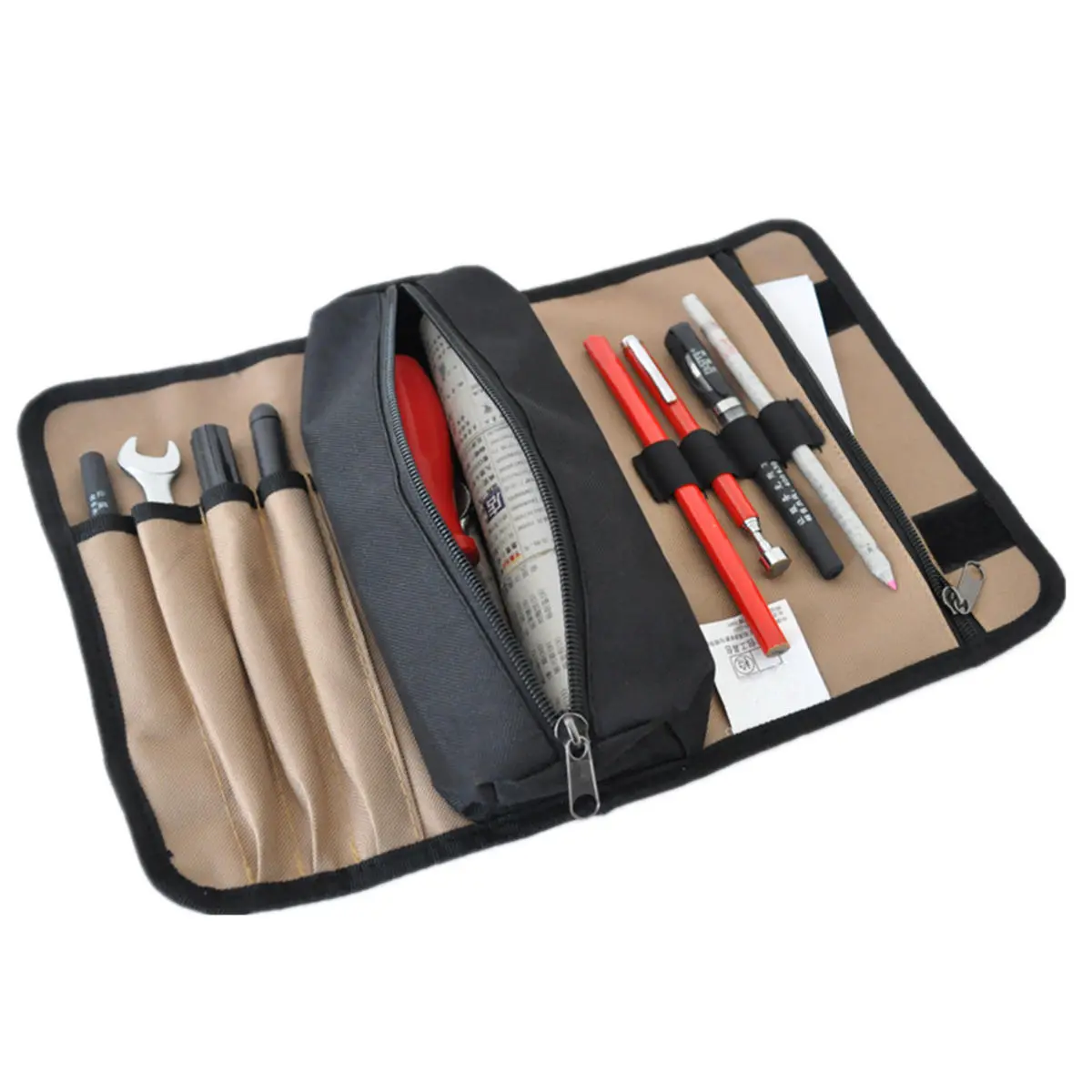 Durable Waterproof Canvas Electrician Tool Bag | Roll Up Hardware Storage - Image 3