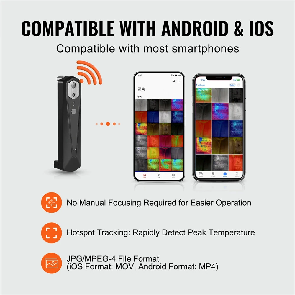 HT-W01 Wireless Thermal Camera for Android & iOS | 256x192 IR Resolution | Type-C - Image 2