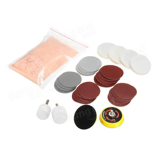 Glass Polishing Kit - 39pcs Scratch Remover Powder, Sanding Disc & Wheel - Image 2