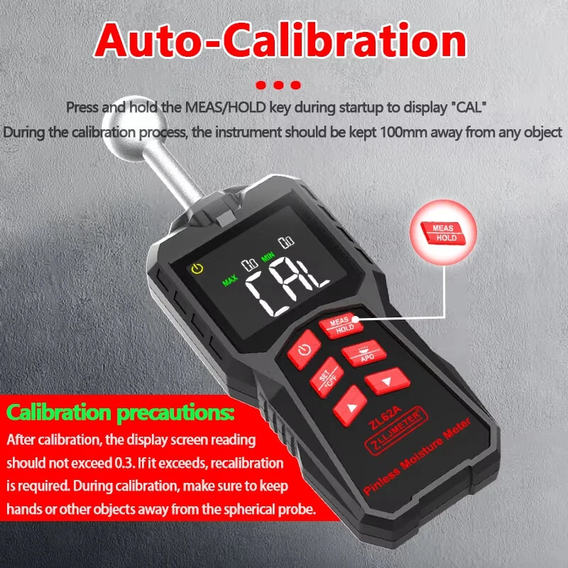 ZL62A ZL62B Spherical Induction Moisture Meter - High Precision 0.1-99.9% Range | Portable Wood Wall Tester - Image 2