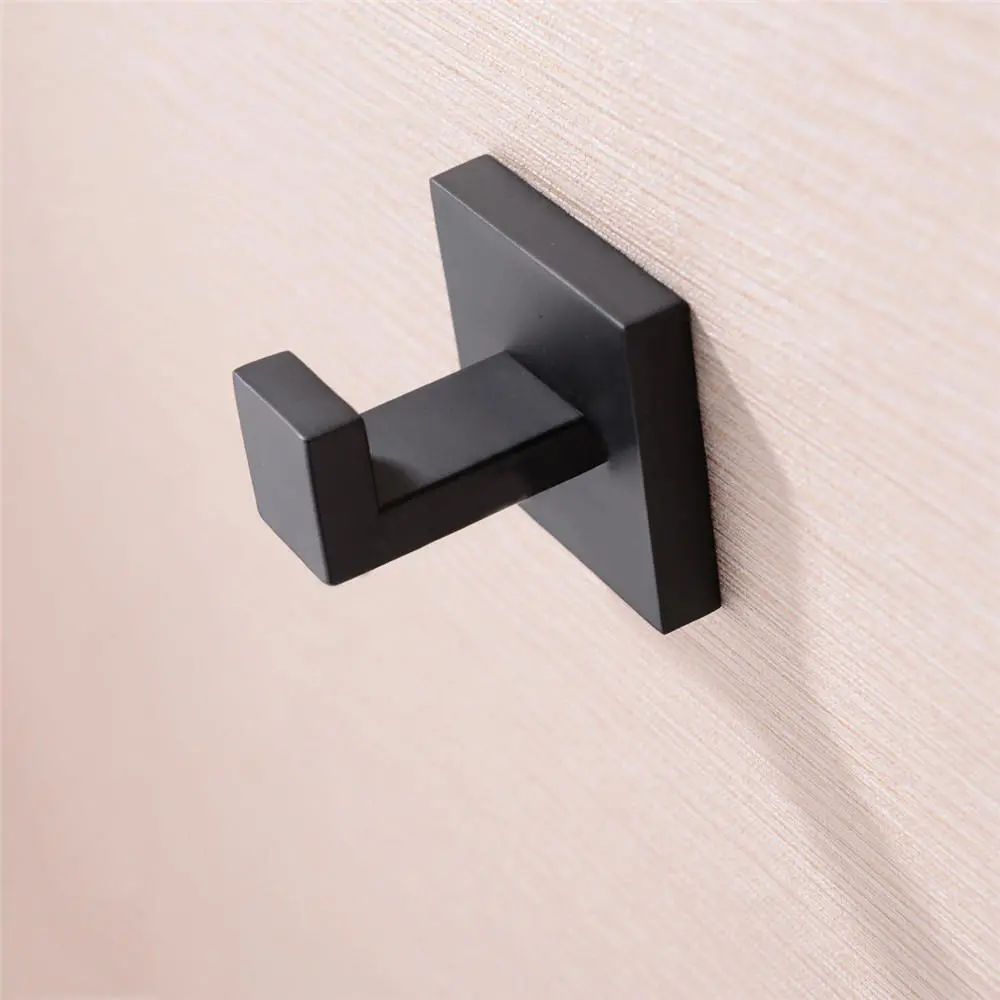 Matte Black Stainless Steel Cup Hook - Adhesive Wall Rack for Bathroom & Home - Image 2