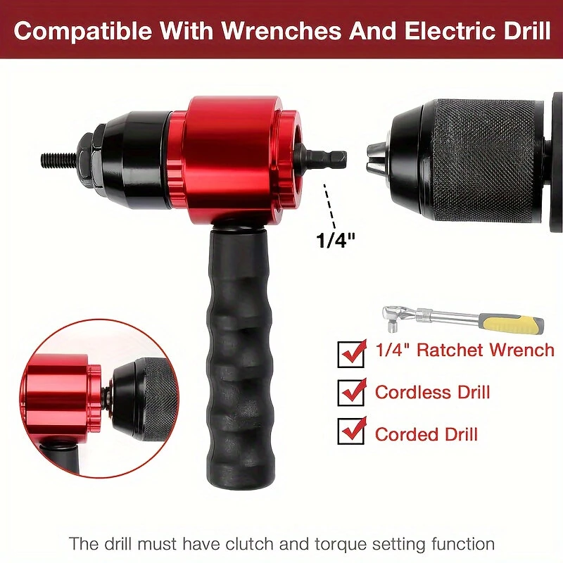 Cordless Electric Rivet Nut Gun | Alloy Steel Adapter | Metric & Inch Connectors M3-M8 - Image 3