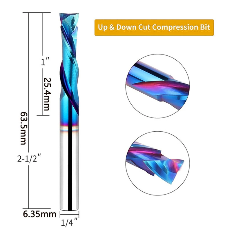 3PCS 1/4 Inch Shank Tungsten Steel Router Bits | Up Cut Down Cut Compression - Image 5