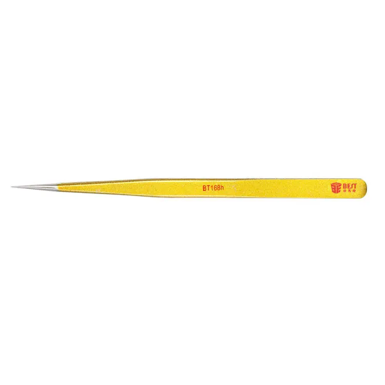 BST-168H Gold-plated Stainless Steel Eyelash Extension Tweezer | Pointed Tip - Image 2