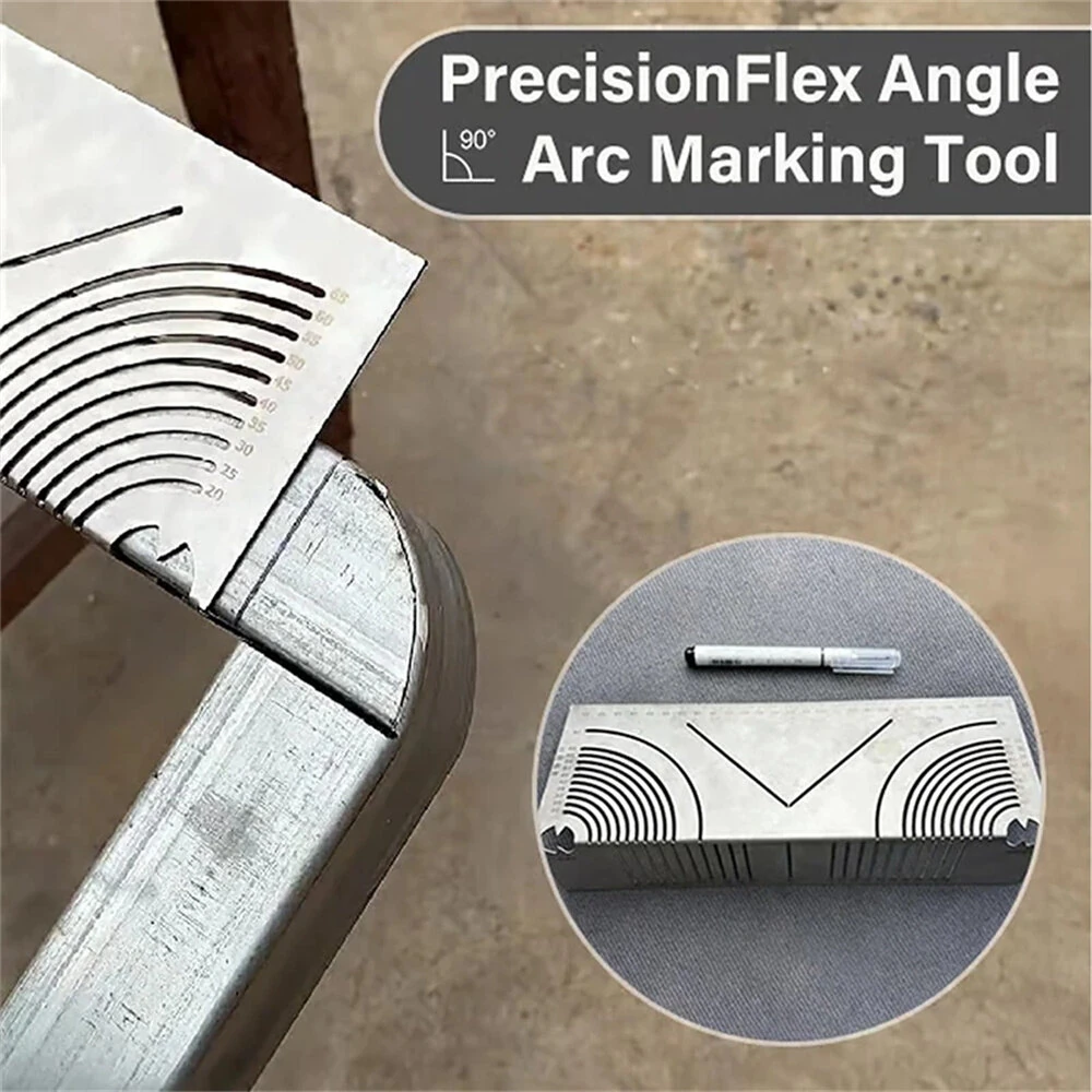 Adjustable Angle & Arc Marking Tool | Dual-Purpose Metal Scriber for Pipes - Image 2