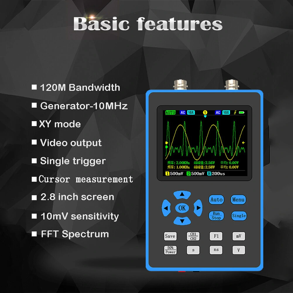 DSO2512G 2.8 120M Digital Oscilloscope | Dual Channel & Signal Generator | 500GS/s - Image 5