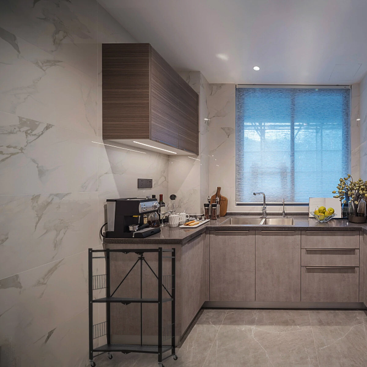 Folding Kitchen Storage Rack - Floor to Ceiling Multi-Layer - Installation Free & Movable - Image 4