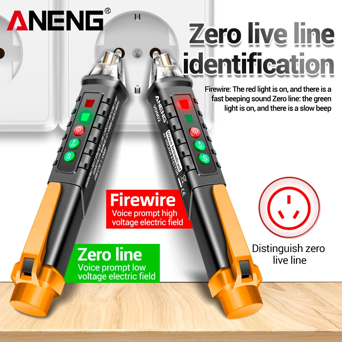 ANENG VD902 Non-Contact Voltage Tester Pen | 12-1000V AC Detector with Laser - Image 5