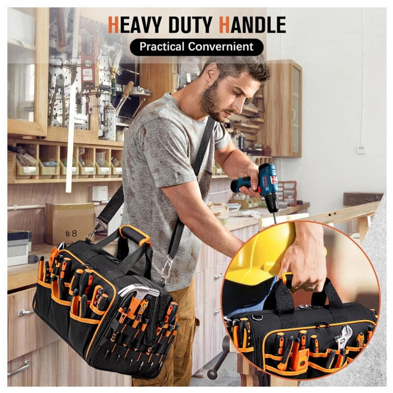DEWALT 17 Inch Heavy Duty Tool Bag - 35L Large Capacity - 900D Oxford Cloth with Adjustable Strap - Image 5