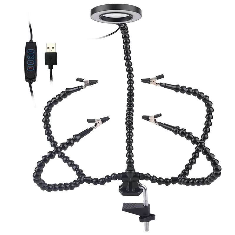 Desk Clip Magnifier with LED Light - 3X Magnifier & Flexible Arm for PCB Soldering - Image 5