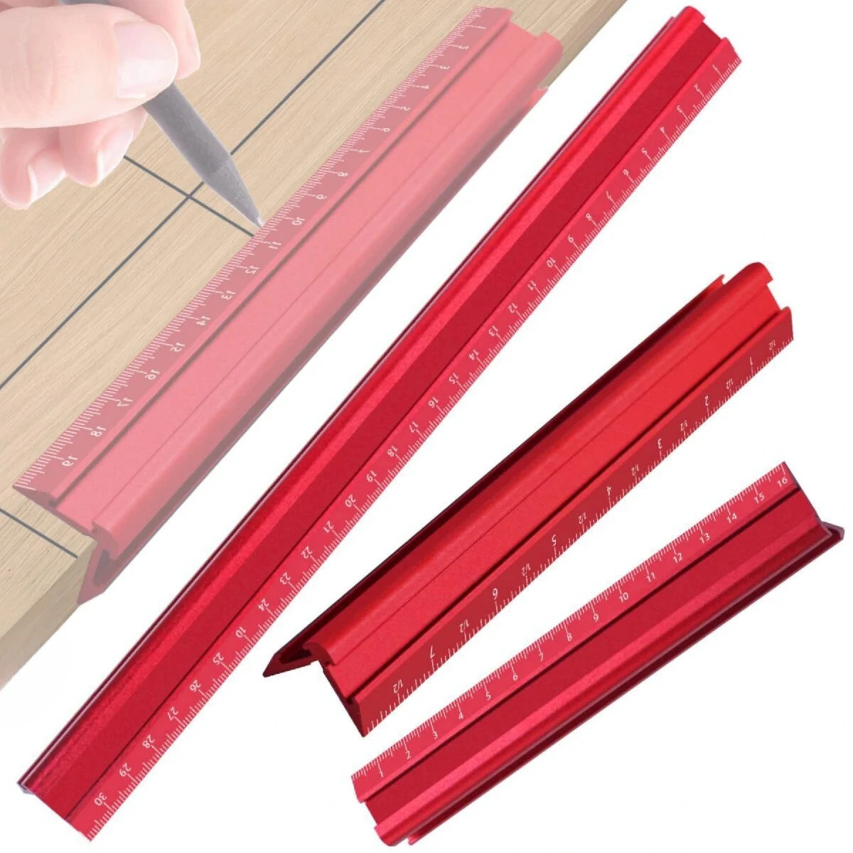 Metric & Imperial V-Ruler - High Precision Aluminum Alloy Marking Gauge - Image 3