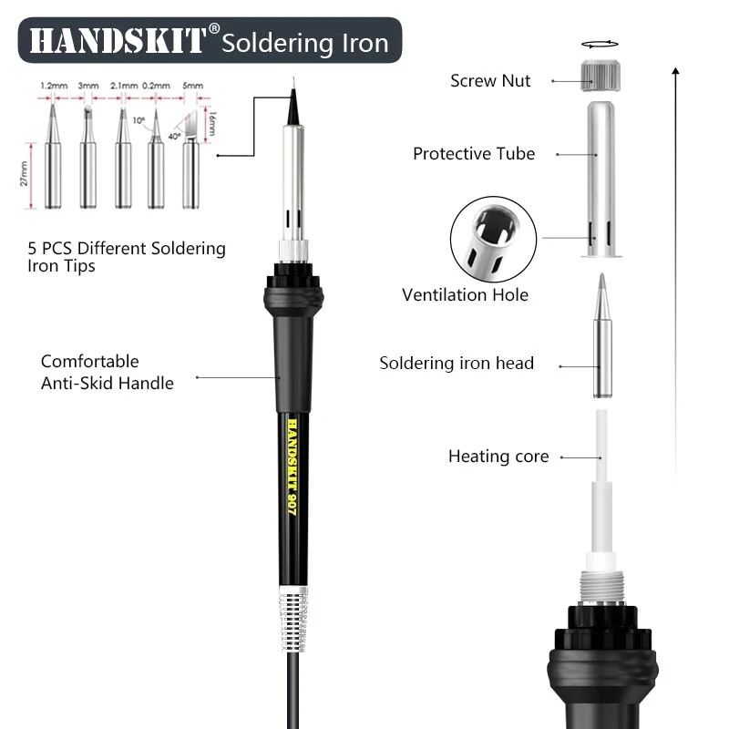 STC Soldering Station - 100-500°C OLED Display | Temperature Control with Iron & Tips - Image 2