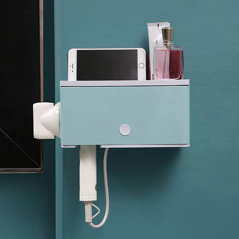Hair Dryer Holder - Wall Mount Stand & Bathroom Organizer Rack | Plastic - Image 3