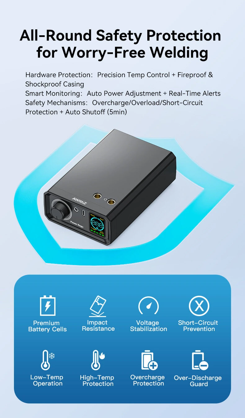 AWithZ UK1 Portable Spot Welder - 0.3mm Nickel Battery Welding | Digital Display & Type-C Charging - Image 3