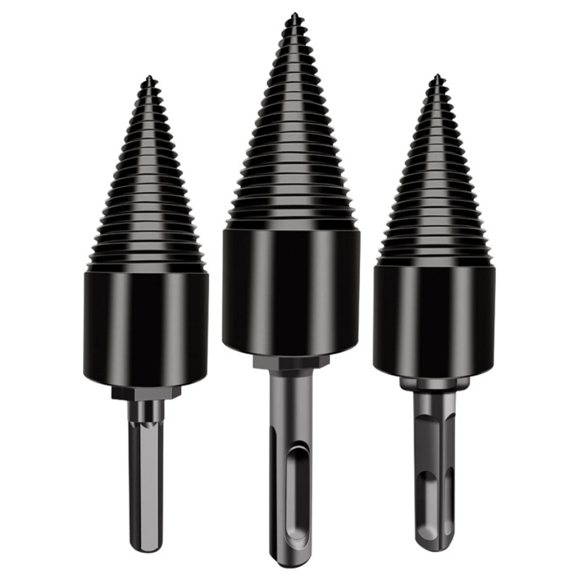5 PCS Step Drill Bit Set - 42mm & 32mm Firewood Splitter Cone | Hex & Triangle Shank - Image 2