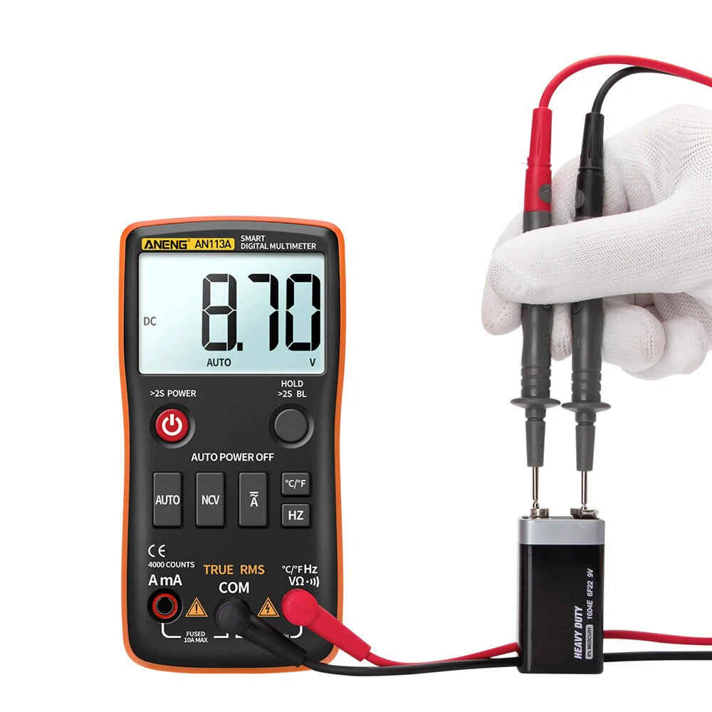 ANENG AN113A True-RMS Digital Multimeter | 4000 Counts, Temperature, Diode Tester - Image 2