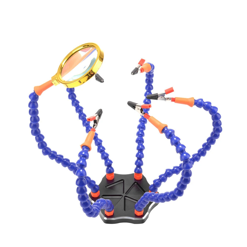 Multi Welding Aid Hand Bracket - 6-Jaw Fixture with 6 Flexible Arms & USB Fan Magnifier - Image 3