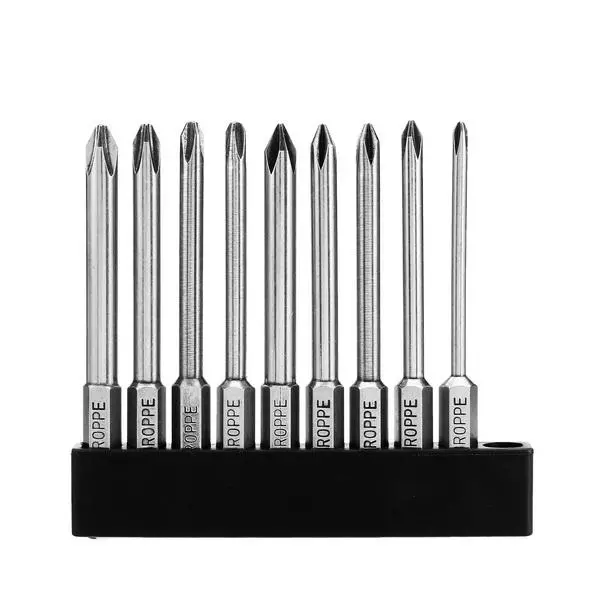 Broppe 9pcs Magnetic Screwdriver Bits - 75mm Phillips #1 & #2 | 1/4 Inch Hex - Image 2