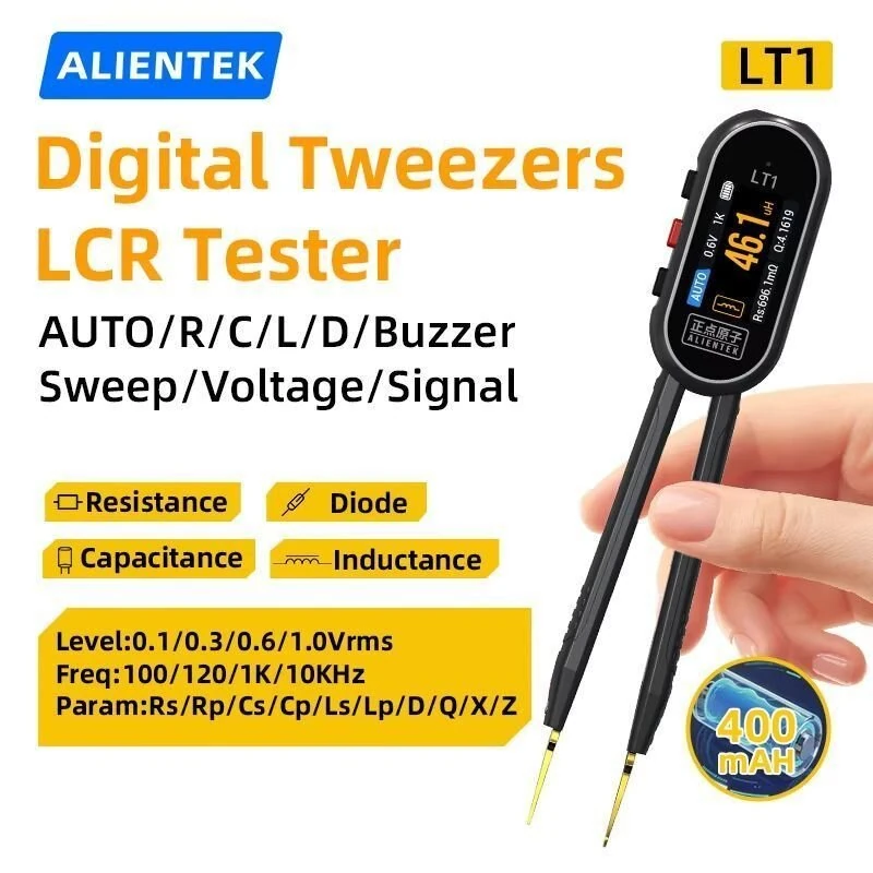 ALIENTEK LT1 Portable Smart LCR Meter Tweezers | IPS Display | Voltage & Continuity Testing - Image 2