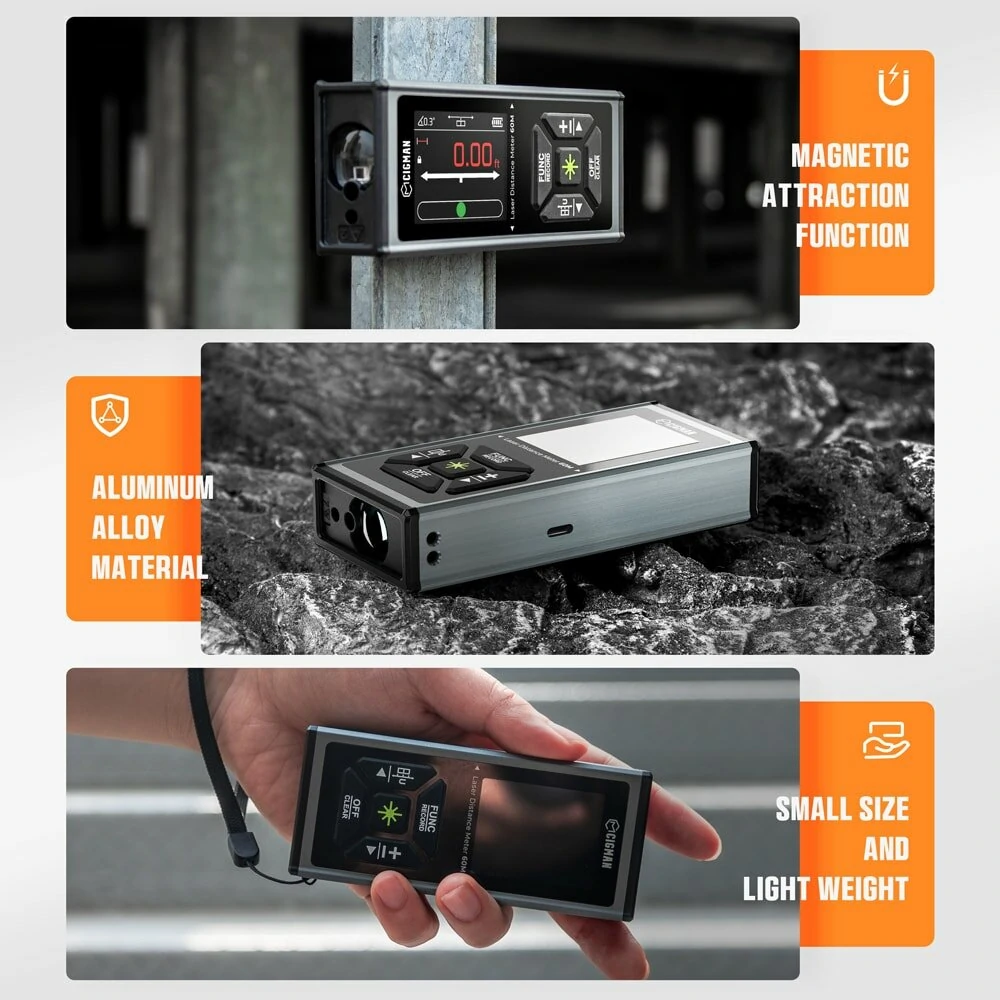 CIGMAN CD-60G Dual Green Laser Measure | 120M Range, High Accuracy, 2.4 HD Display - Image 4