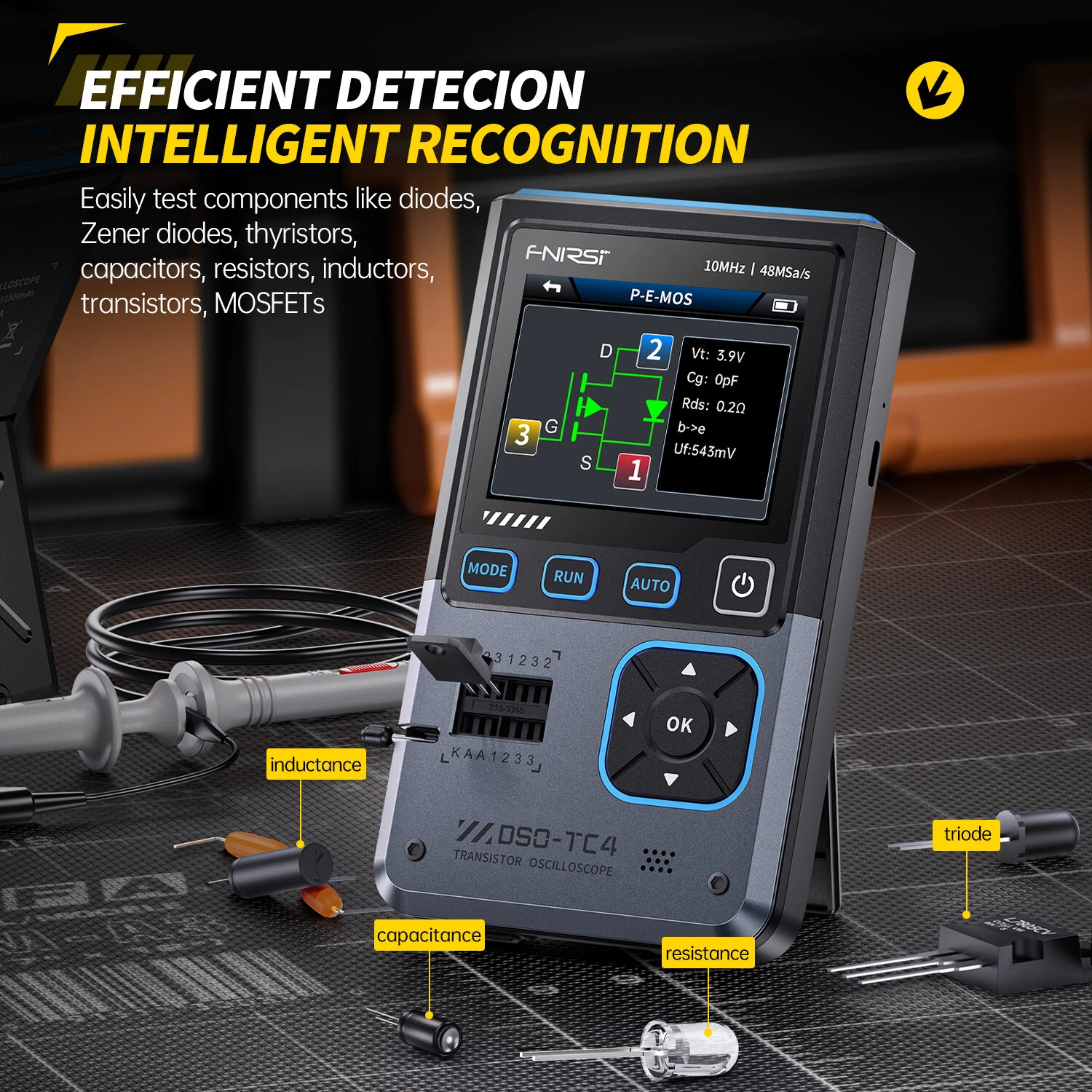 FNIRSI DSO-TC4 3-in-1 Oscilloscope Signal Generator Transistor Tester | 10MHz 48MSa/s | Portable & Rechargeable - Image 5