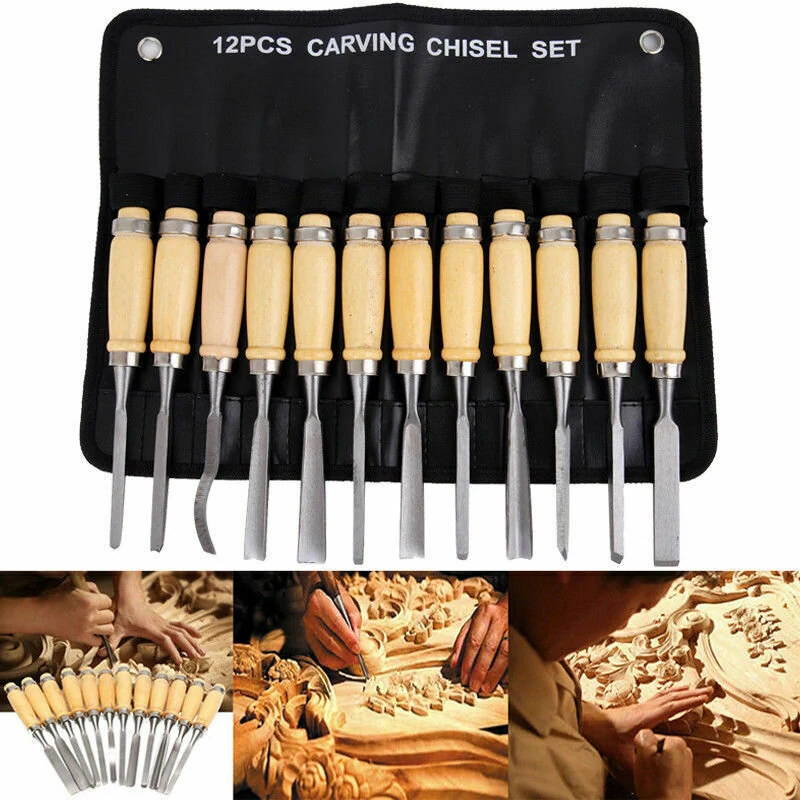 12Pcs Wood Carving Chisel Set - Professional Woodworking Gouges & Hand Tools - Image 2