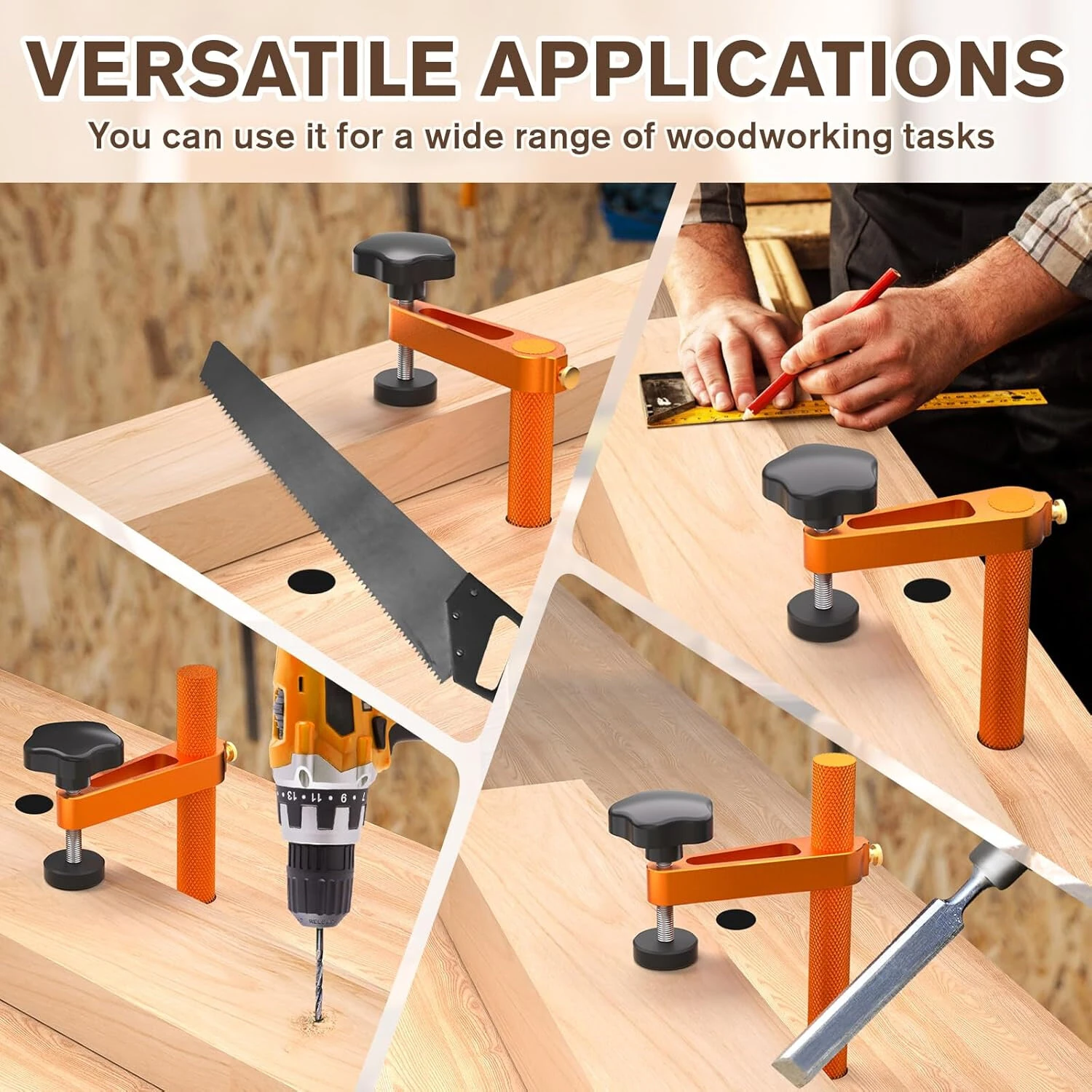 2PCS Adjustable MFT Bench Dog Clamps | 3/4 Inch CNC Aluminum Alloy | Woodworking Holdfast Tools - Image 4
