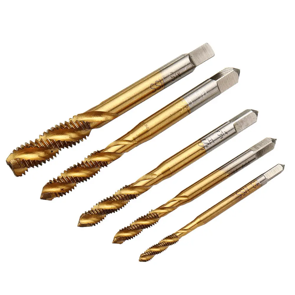 M3-M12 Hand Spanner with 5pcs Titanium Coated M3-M8 Spiral Tap Set - Image 2