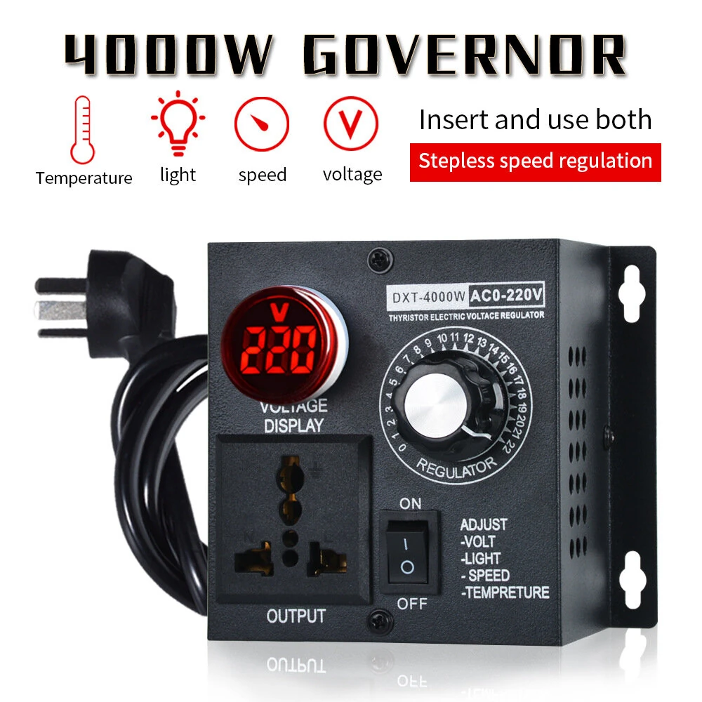 4000W Thyristor Voltage Regulator | AC 110V/220V Adjustable Output | Zero Lag & Multiple Protections - Image 2