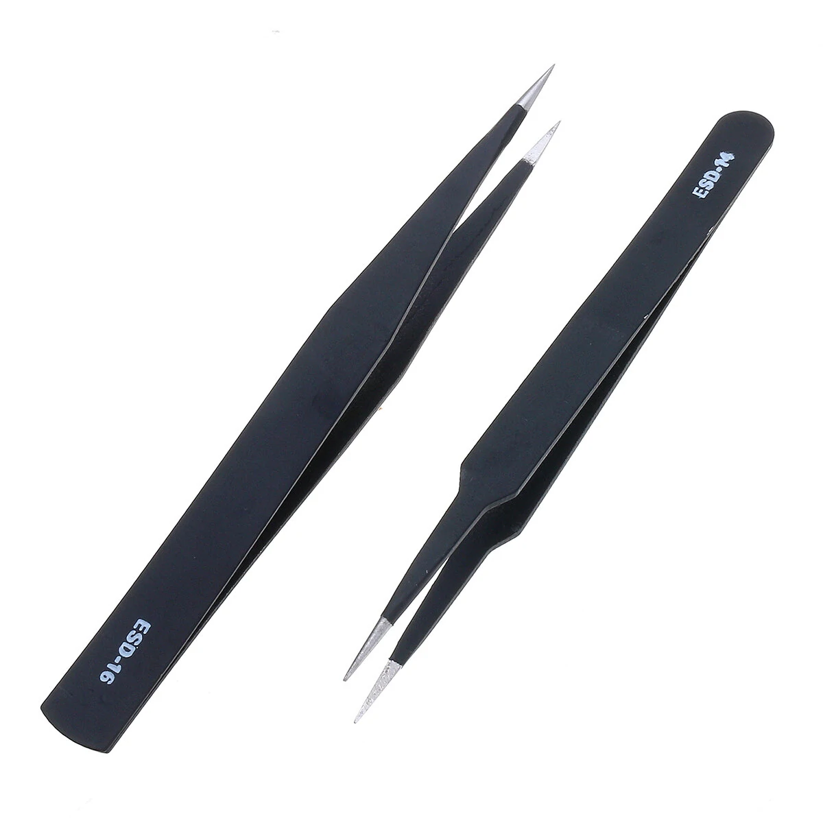 ESD Anti-Static Tweezers - 10PCS Stainless Steel Precision Set for Electronics & Nail - Image 4