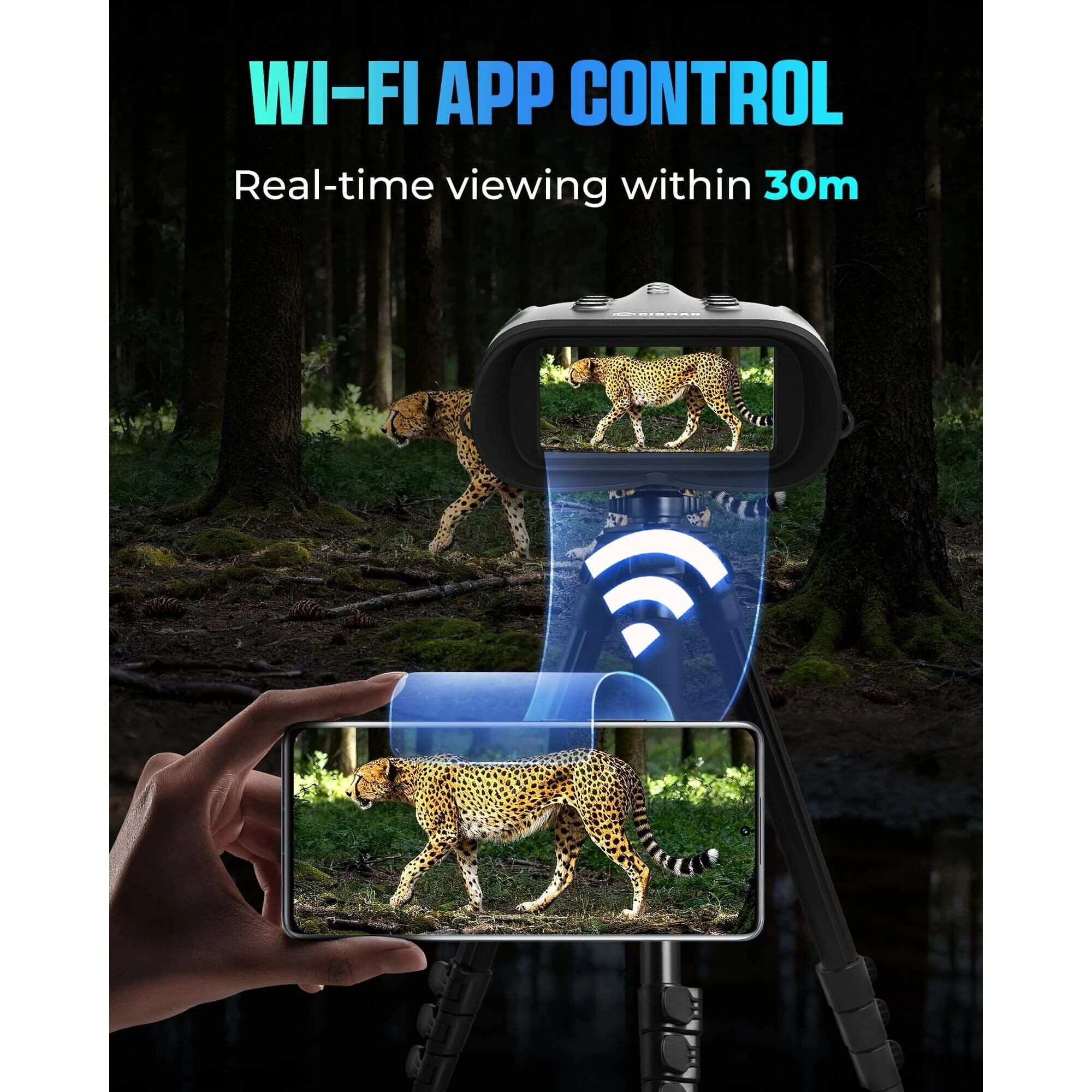 CIGMAN CNVPRO Night Vision Binoculars | 4K Video 8X Zoom WiFi - 52MP Infrared IP54 Waterproof - Image 2