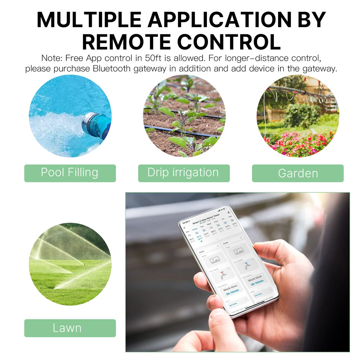2 Way Bluetooth Smart Garden Sprinkler Timer | Programmable Water Timer with Rain Delay & Filter - Image 5