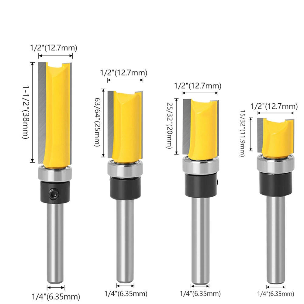 23pcs 1/4 Inch Shank Tungsten Carbide Router Bit Set | 6mm Flush Trim with Bearing for Woodworking - Image 3