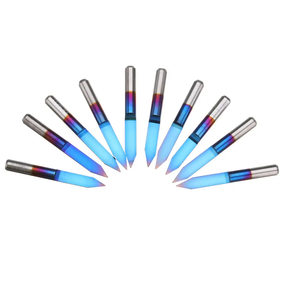 Drillpro 10pcs Blue Nano Coated Carbide Engraving Bits | 0.1mm 0.2mm 40 Degree - Image 5