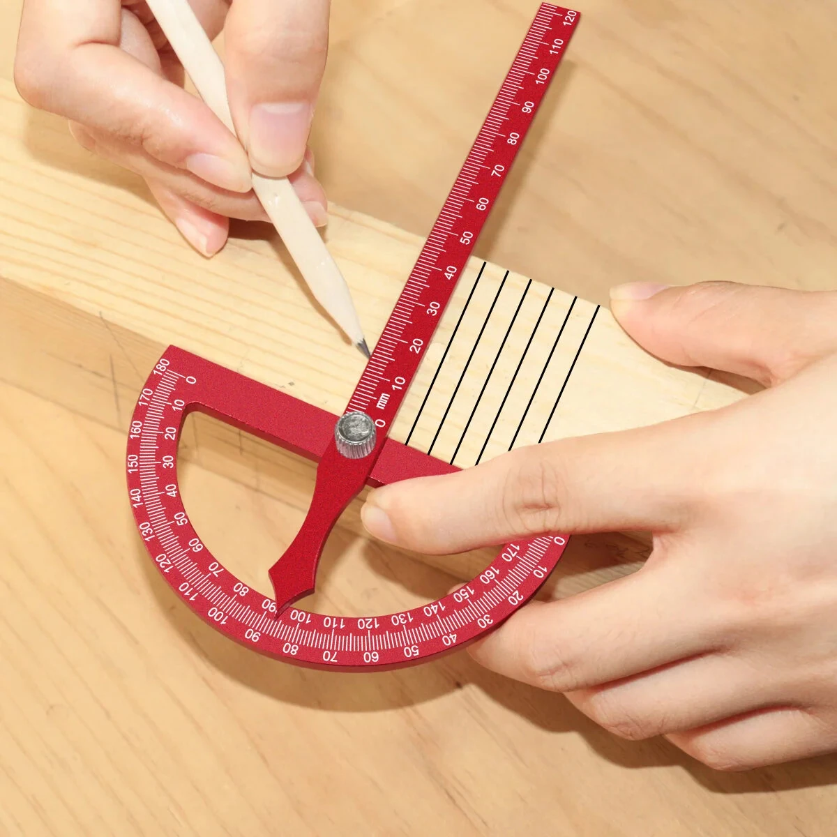 JIGHOLE Adjustable T-Shaped Angle Ruler Protractor - Aluminum Alloy - Laser Engraved Metric Scale - Image 5