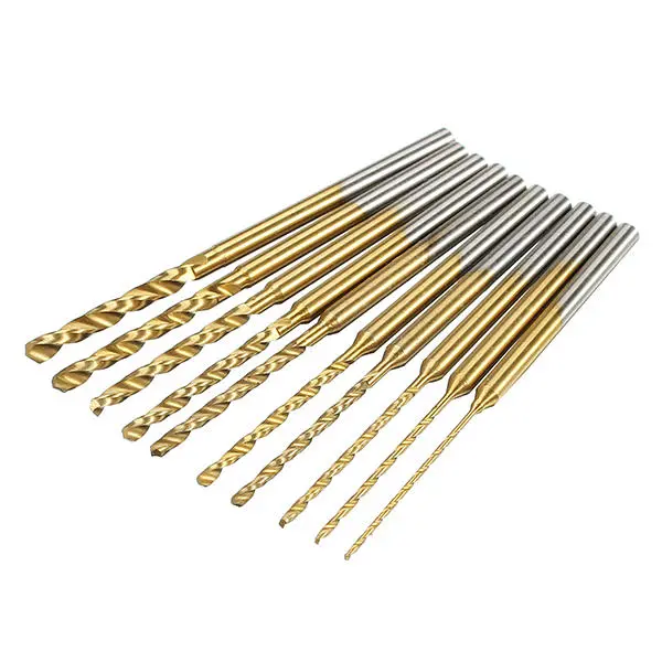 10pcs HSS Twist Drill Bits Set - Titanium Coated 0.6-2.2mm High Speed Steel - Image 2