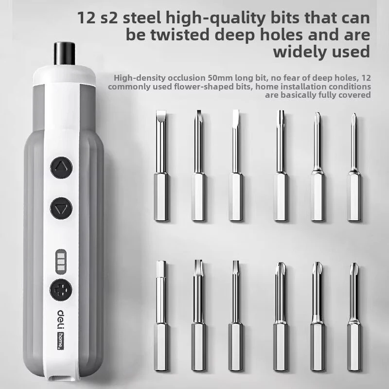 DELI Cordless Electric Screwdriver 3.6V | 3 Nm Torque, Type-C Fast Charging & 12 S2 Steel Bits - Image 5
