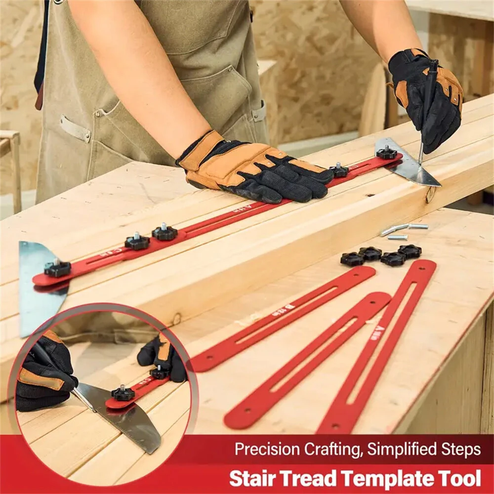 Stair Tread Gauge Template Tool - Aluminum Alloy Jig for Stairs & Drywall - Image 2