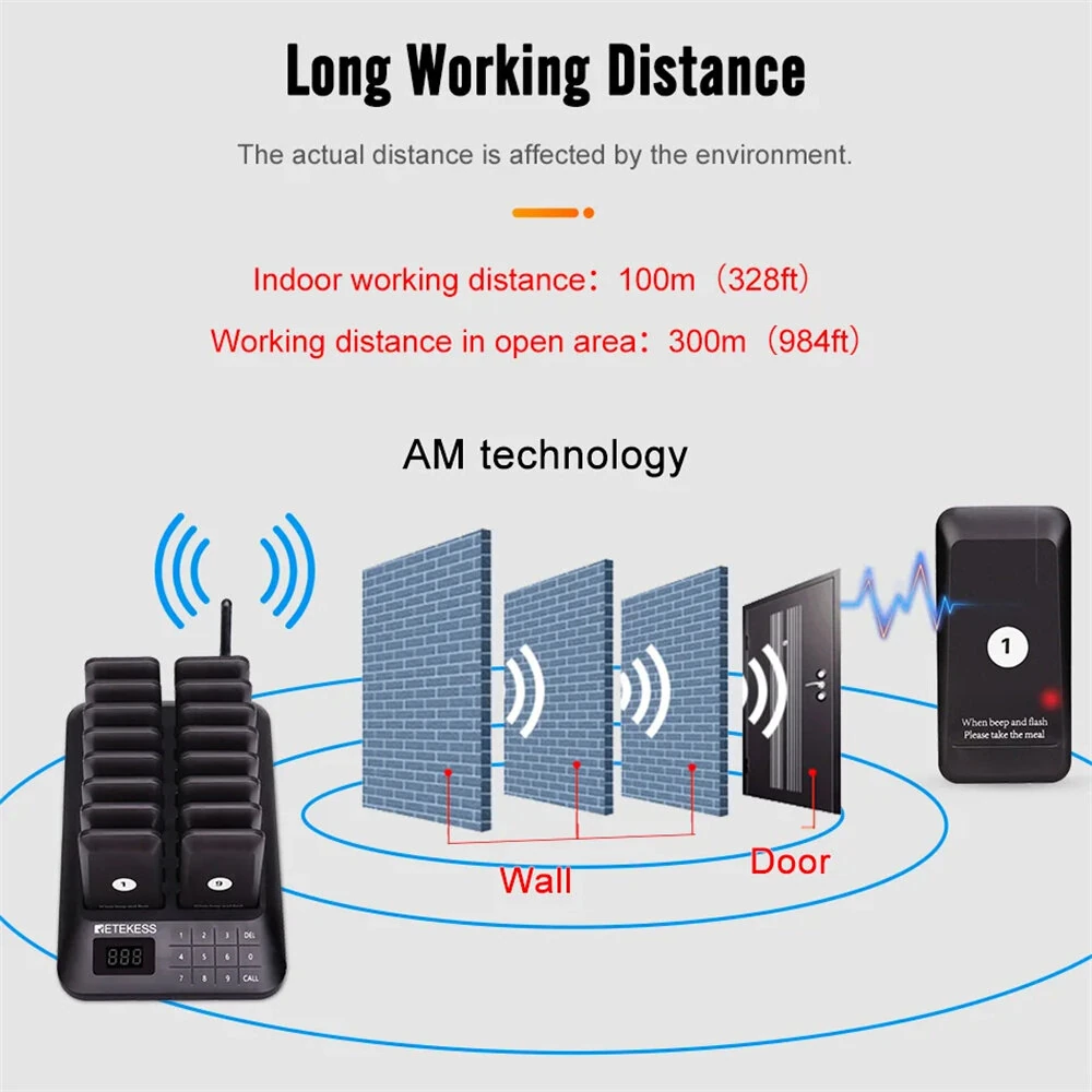RETEKESS TD157 Wireless Pager System - 16 Receivers 300m Range Rechargeable - Image 5