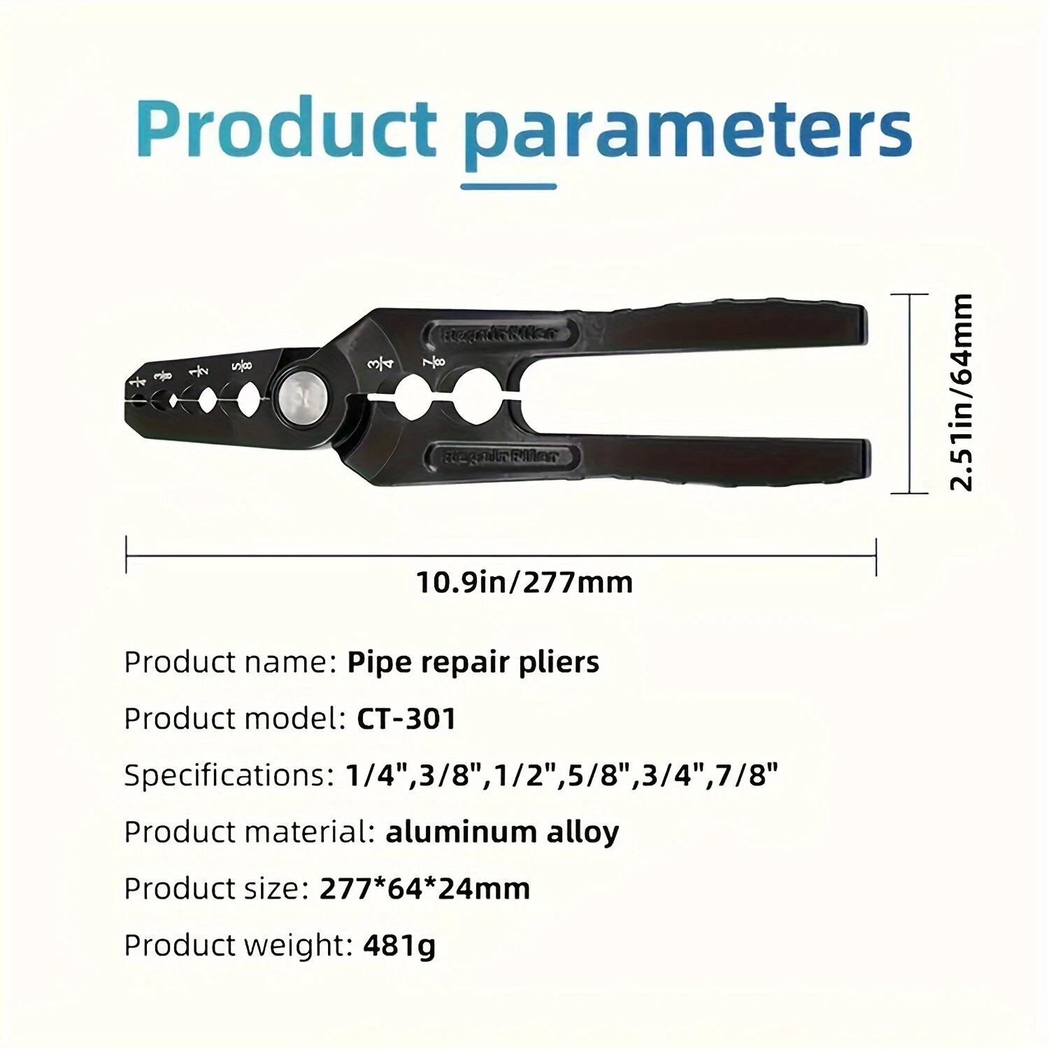 CT-301 Copper Tube Repair Pliers - Heavy Duty Multi-Diameter Tool with Serrated Jaws - Image 5